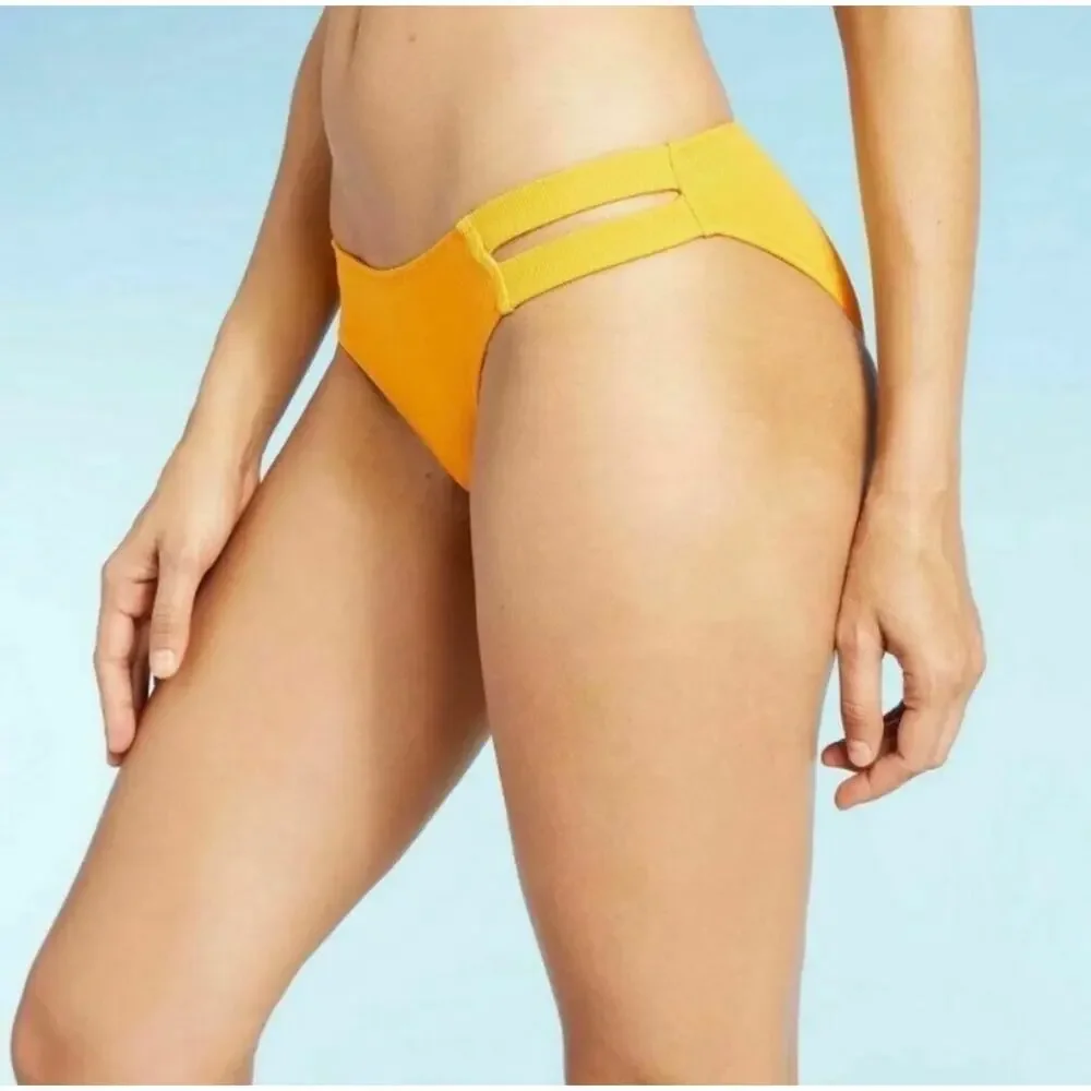 NWT Shade & Shore Yellow Ribbed Bikini 2 Piece Swimsuit XL 16/18